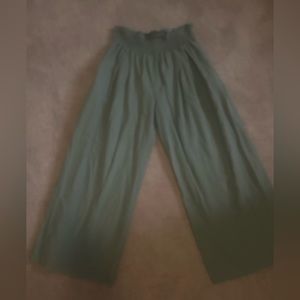 Rouched elastic waist wide ankle pant